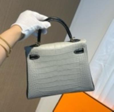 wholesale quality hermes kelly 28 bicolor pearl grey noir matte crocodile ghw